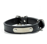 HKM-708883 Customized PU Leather Dog Collar with Laser Engraved Pet Tag for All Seasons