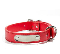 HKM-708883 Customized PU Leather Dog Collar with Laser Engraved Pet Tag for All Seasons