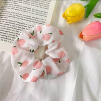 HKM-193683 Korean Fruit Pig Large Intestine Organza Hair Tie Rubber Band for Women