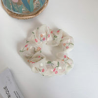 HKM-193683 Korean Fruit Pig Large Intestine Organza Hair Tie Rubber Band for Women