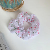 HKM-193683 Korean Fruit Pig Large Intestine Organza Hair Tie Rubber Band for Women