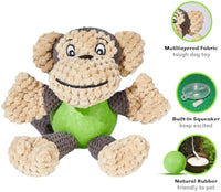 HKM-524435 Squeaky Plush Monkey Dog Toy for Small to Medium Dogs - Durable, Chew-Resistant, and Machine Washable