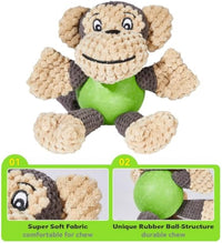 HKM-524435 Squeaky Plush Monkey Dog Toy for Small to Medium Dogs - Durable, Chew-Resistant, and Machine Washable