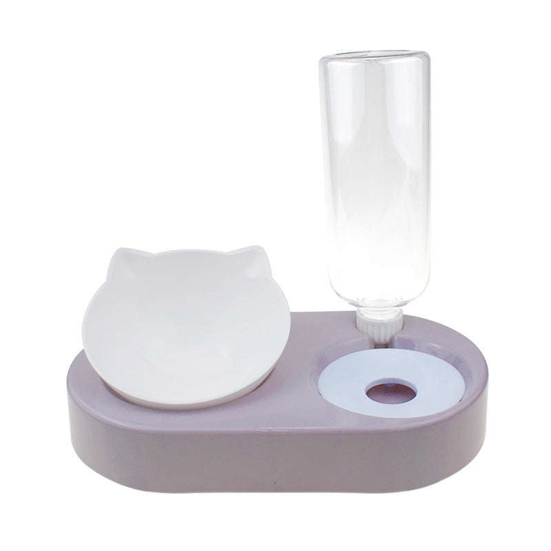 HKM-371603 Automatic Double Bowl Pet Feeder with Water Dispenser and Tilted Design for Dogs