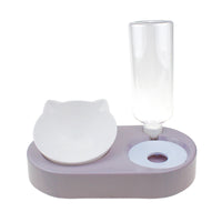 HKM-371603 Automatic Double Bowl Pet Feeder with Water Dispenser and Tilted Design for Dogs