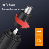 HKM-924115 Battery-Powered Black Nose Hair Trimmer with Removable Cutter Head for Easy Cleaning