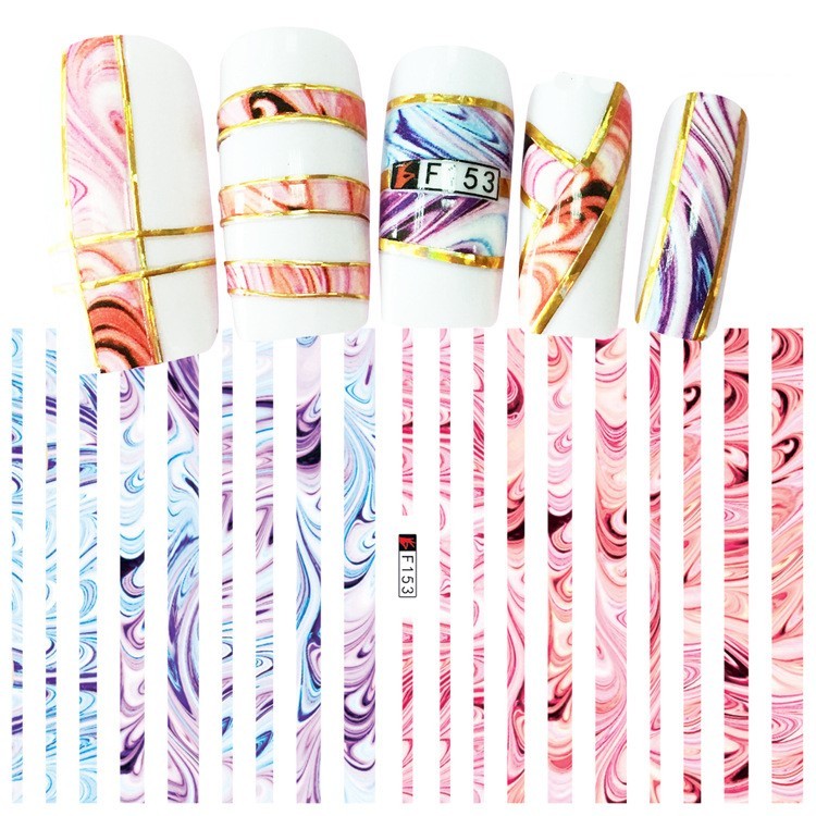 HKM-743891 Multicolor Adhesive Nail Decals - Three-Year Shelf Life Nail Stickers