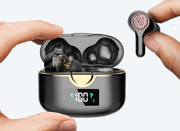 KTX-689555 T22 Wireless Bluetooth Headset with Digital Display and Multi-Point Connection – In-Ear Sports Dual Dynamic Stereo Earbuds