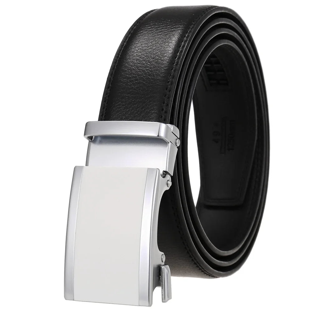 HKM-330643 Designer Leather Automatic Buckle Men's Belt - Stylish and Durable Fashion Accessory