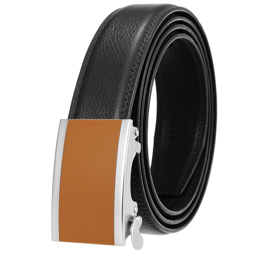 HKM-330643 Designer Leather Automatic Buckle Men's Belt - Stylish and Durable Fashion Accessory