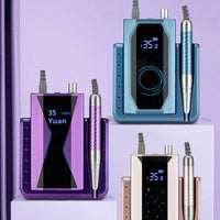 HKM-775507 High-Speed Brushless Nail Polisher with Charging Nail Enamel Remover in Rose Gold, Blue, and Purple