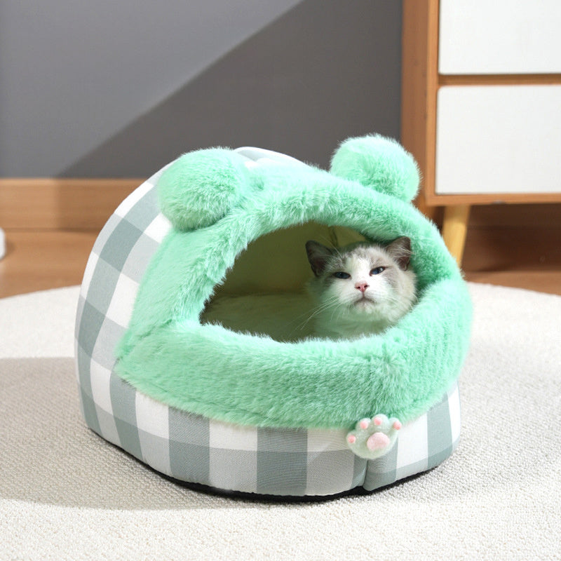 HKM-515027 Universal Semi-closed Cat Nest for All Seasons – Cozy Warm Nest for Small and Large Pets