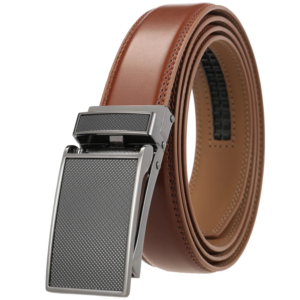 HKM-641363 Men's 30mm Alloy Buckle Leather Belt - Classic and Versatile Style