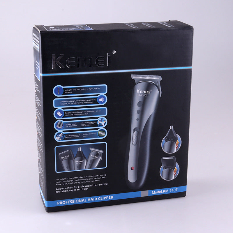 HKM-626899 Multi-Function Rechargeable Hair Clipper and Nose Hair Trimmer Set, Waterproof, 60 Min Runtime