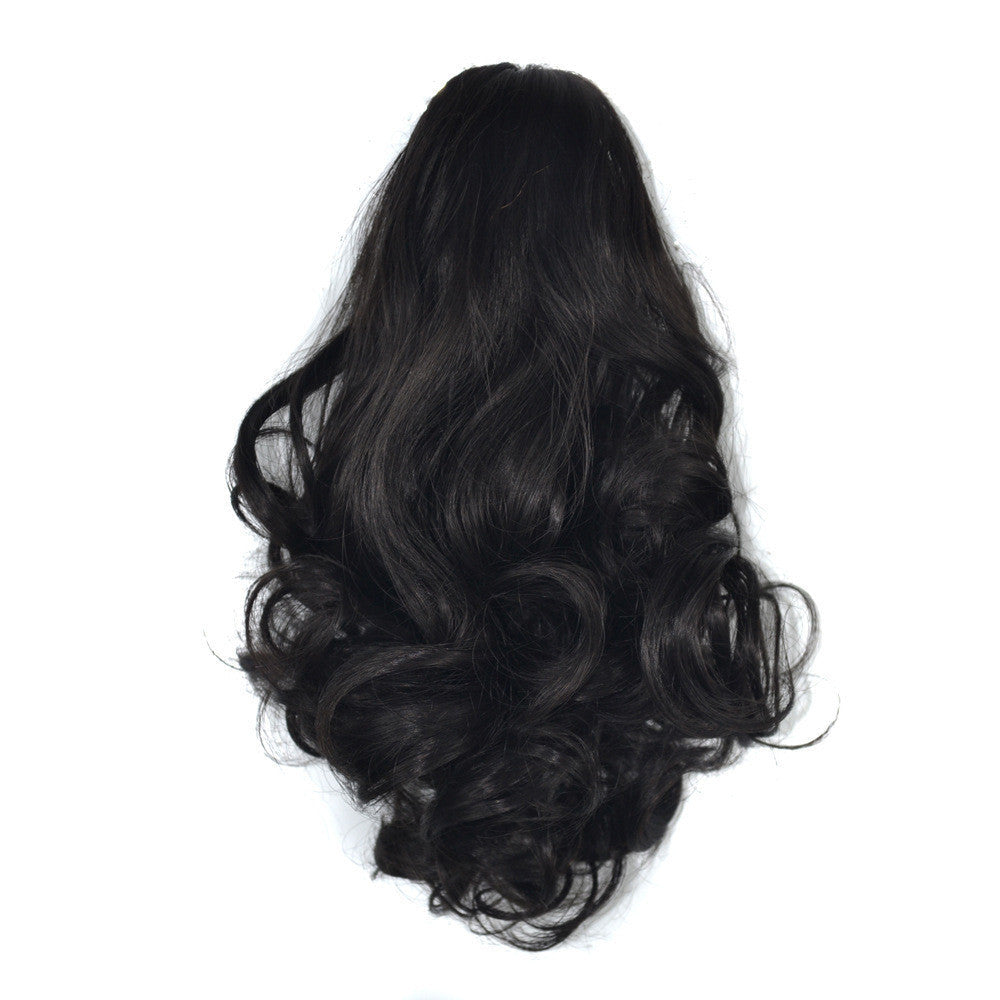HKM-945043 Short Curly Hair Claw Clip Ponytail with Realistic Pear Flower Design in Various Colors