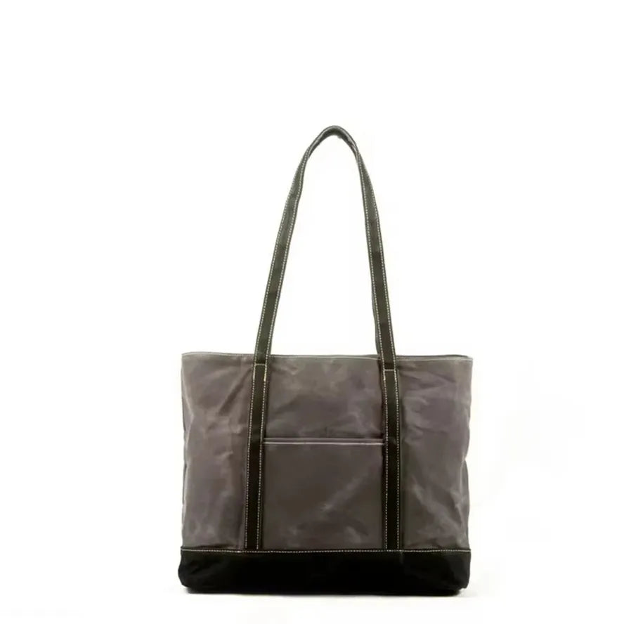 KTX-873235 Vintage Waxed Canvas and Leather Shoulder Bag - Eco-Friendly, Waterproof and Stylish Travel Tote