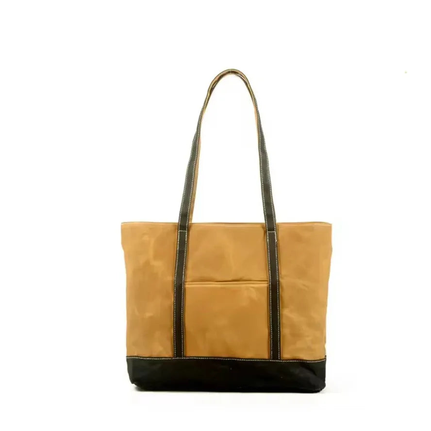 KTX-873235 Vintage Waxed Canvas and Leather Shoulder Bag - Eco-Friendly, Waterproof and Stylish Travel Tote