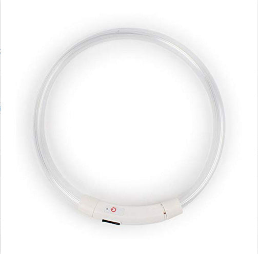 HKM-718931 LED Luminous Silicone Pet Collar with USB Charging - Adjustable 50cm, Multiple Bright Light Modes Available