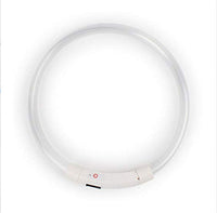 HKM-718931 LED Luminous Silicone Pet Collar with USB Charging - Adjustable 50cm, Multiple Bright Light Modes Available