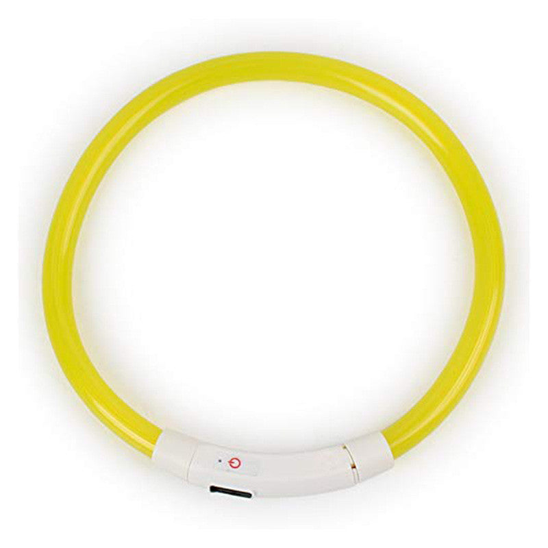 HKM-718931 LED Luminous Silicone Pet Collar with USB Charging - Adjustable 50cm, Multiple Bright Light Modes Available