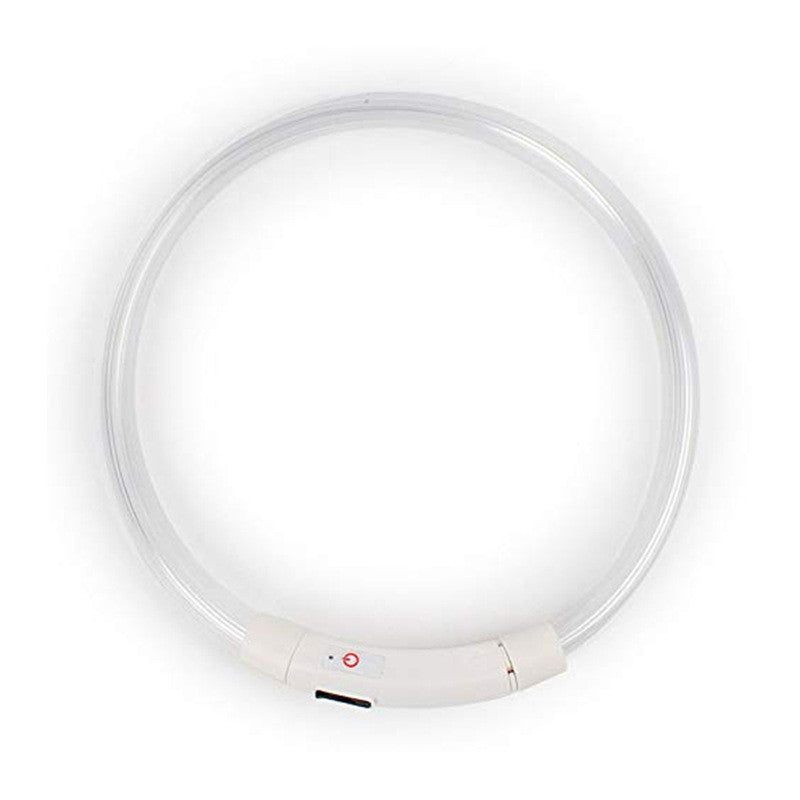 HKM-718931 LED Luminous Silicone Pet Collar with USB Charging - Adjustable 50cm, Multiple Bright Light Modes Available