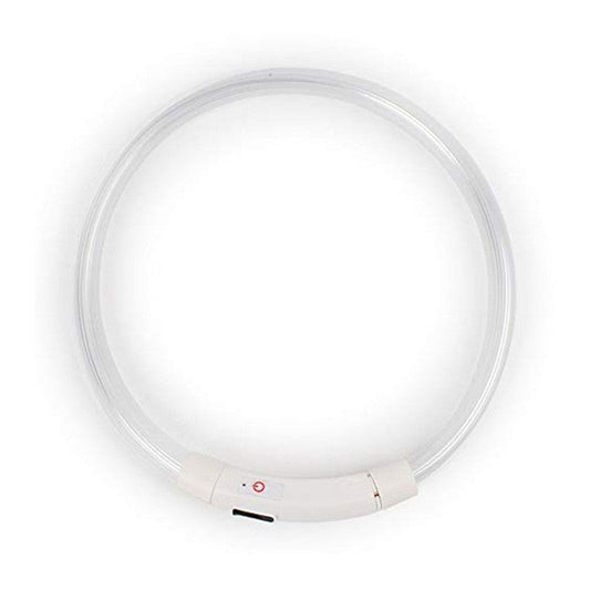 HKM-718931 LED Luminous Silicone Pet Collar with USB Charging - Adjustable 50cm, Multiple Bright Light Modes Available