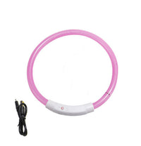 HKM-718931 LED Luminous Silicone Pet Collar with USB Charging - Adjustable 50cm, Multiple Bright Light Modes Available
