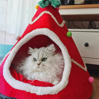 HKM-069779 Cozy Christmas Tree Dog House with Removable Cushion - Pet Tent for Dogs and Cats
