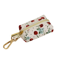 HKM-997523 Red Cherry Patterned Pet Collar and Leash Set with Bow, Lightweight Gold Buckle, Includes Bowtie and Poop Bag