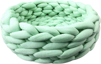 HKM-642643 Soft Cotton Knitted Round Pet Bed - Woven Basket Design for Cats and Small Dogs, Multi-Function, Machine Washable