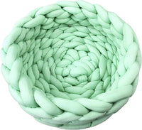 HKM-642643 Soft Cotton Knitted Round Pet Bed - Woven Basket Design for Cats and Small Dogs, Multi-Function, Machine Washable