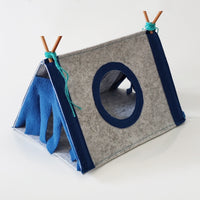 HKM-646419 Cozy Medium-Felt Corner House Tent for Small Pets - Blue, Pink, Christmas Green & Blue Options