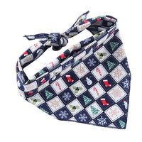 HKM-598739 Adjustable Cotton Dog Bandana - Soft Triangle Scarf for Small to Large Pets, Check Pattern, Perfect for All Seasons