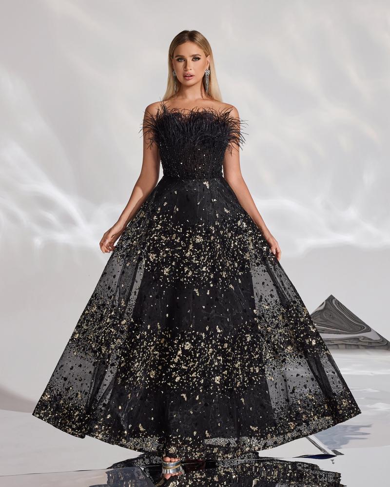 HKM-119059 Sophisticated Black Evening Dress for Women - EZ25041 Design