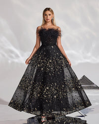 HKM-119059 Sophisticated Black Evening Dress for Women - EZ25041 Design