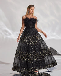 HKM-119059 Sophisticated Black Evening Dress for Women - EZ25041 Design