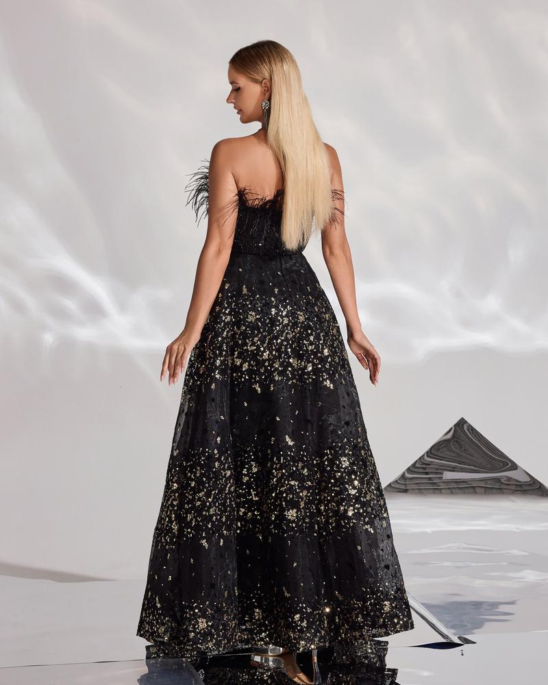 HKM-119059 Sophisticated Black Evening Dress for Women - EZ25041 Design