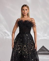 HKM-119059 Sophisticated Black Evening Dress for Women - EZ25041 Design