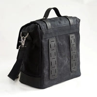 HKM-958995 Retro Waterproof Canvas and Cowhide Splicing Motorcycle Backpack