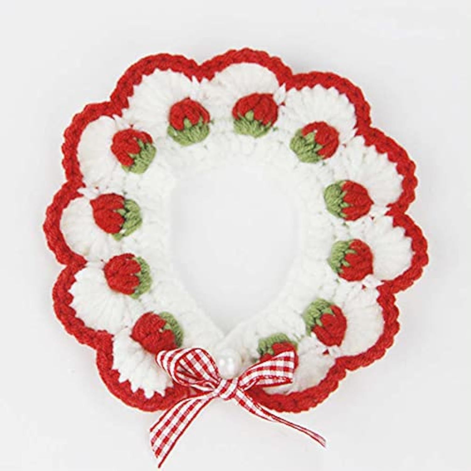 HKM-652563 Strawberry Print Cat Collar with Breakaway Buckle and Bow Tie for Kittens and Small Dogs