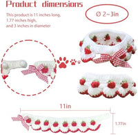 HKM-652563 Strawberry Print Cat Collar with Breakaway Buckle and Bow Tie for Kittens and Small Dogs