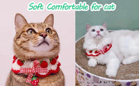 HKM-652563 Strawberry Print Cat Collar with Breakaway Buckle and Bow Tie for Kittens and Small Dogs