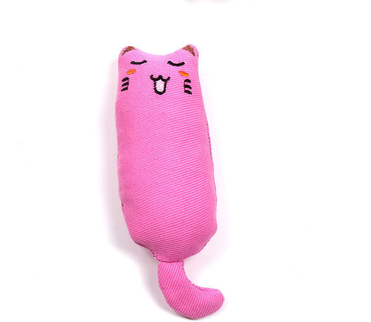 HKM-173203 Cute Facial Expression Cat Toy with Catnip - Molar Teeth Plush, Scratch-Resistant Canvas Pet Toy in Various Colors