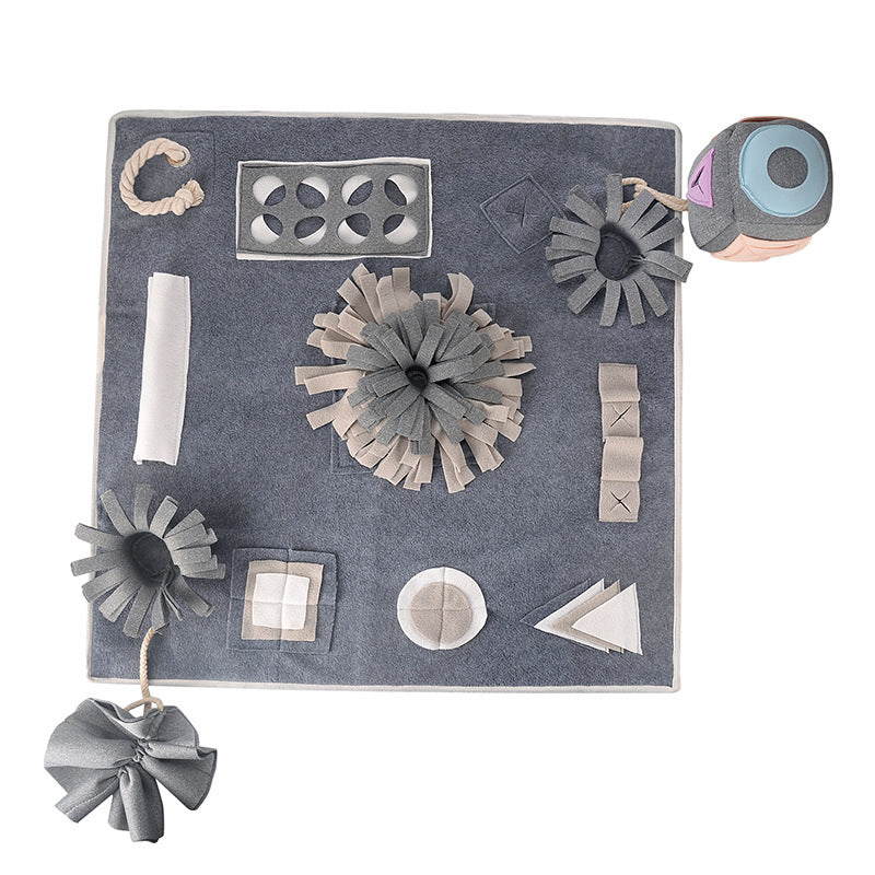 HKM-419219 Sniffing Mat for Dogs - Polar Flannel Pet Interactive Toy - 70x70CM Gray