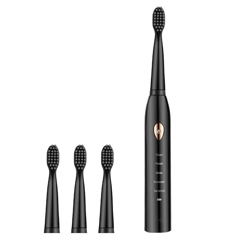 HKM-377619 Sonic Electric Toothbrush with 4 Brush Heads and USB Charging - Waterproof Design, Available in Multiple Colors