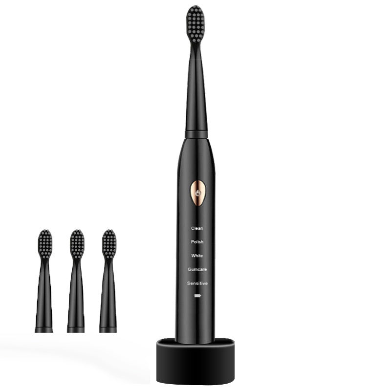 HKM-377619 Sonic Electric Toothbrush with 4 Brush Heads and USB Charging - Waterproof Design, Available in Multiple Colors