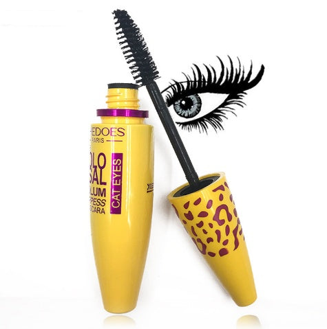 HKM-795347 Thick Curling Waterproof Mascara in Leopard-Shaped Yellow Tube, 12cm