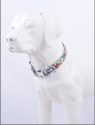 HKM-389267 Ethnic Style Color Matching Semi-Metal Buckle Pet Collar for Dogs