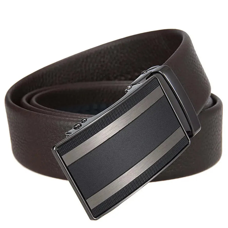 HKM-701139 Automatic Alloy Buckle Leather Belt with Removable Buckle - Model LY36-25629-5