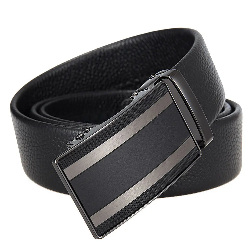 HKM-701139 Automatic Alloy Buckle Leather Belt with Removable Buckle - Model LY36-25629-5